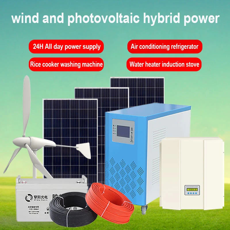 500w 1kw 3KW Wind Turbine Generator Lithium Battery Price List Storage Wind Solar Hybrid System Solution Price PRIME RJ SOLAR PH