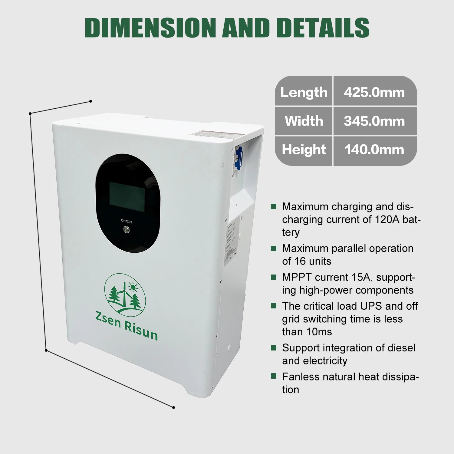 Zsen Risun 51.2V 5kWh 100Ah Home Storage Battery Grade a LiFePO4 8000 Cycles CE UL Lithium Battery Pack for Solar Energy ESS