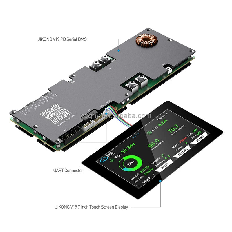 JIKONG 7.0 Inch Touch Screen LCD Display LCD-7.0-TTL-P for JK Smart BMS PB Series V19 Active Balancer Battery Accessories