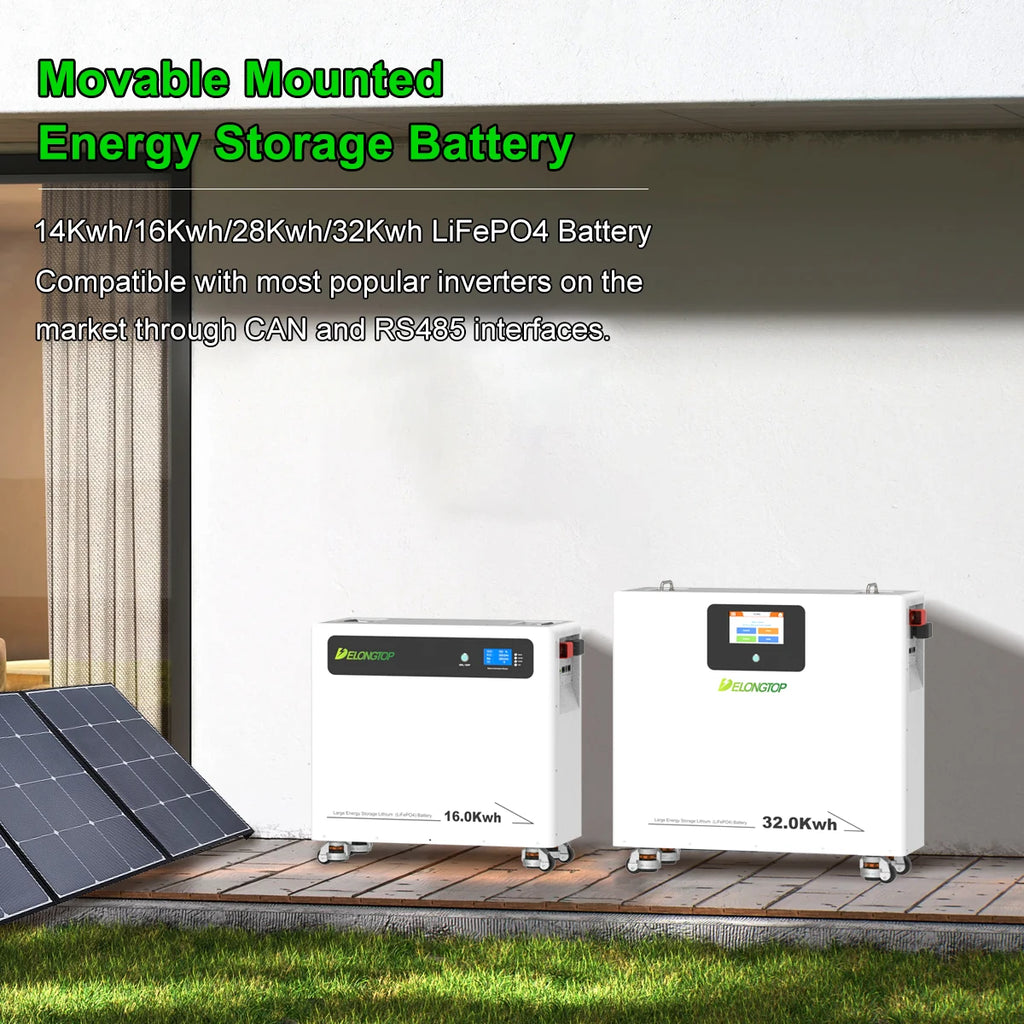 Delong Factory 30KWh 6000 Cycles 600AH Vertical Moveable LiFePO4 51.2V 16S Bolted Battery Pack Home Energy Storage MPPT 10 Year PRIME RJ SOLAR PH