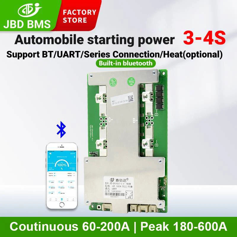 JBD Smart BMS 3S 4S 12V Lifepo4 100A 120A 150A 200A Lithium Battery BMS with Heating Function