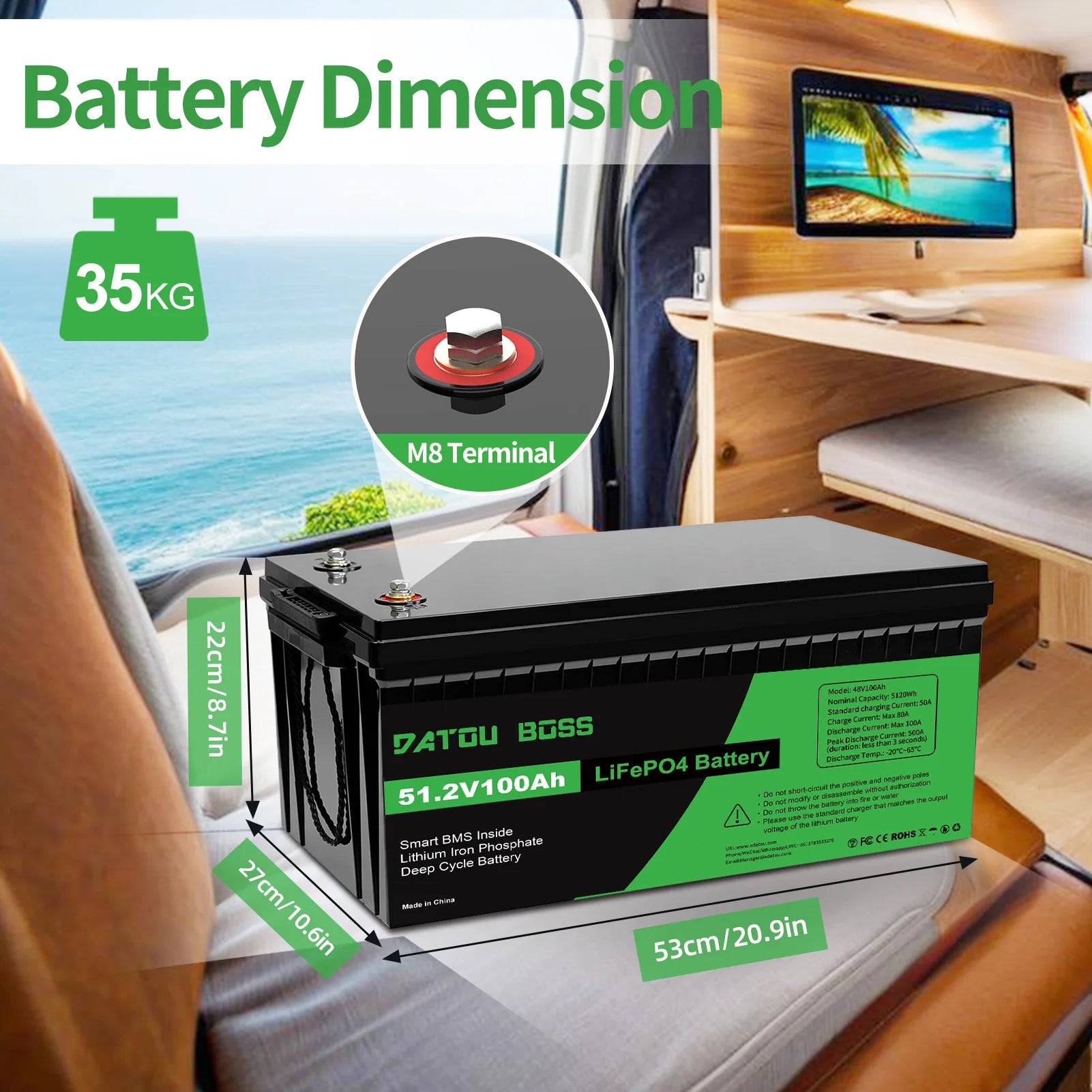 US STOCK 48V 100Ah LiFePO4 Battery, Support Series/Parallel Connection, 5120Wh Deep Cycle Lithium Battery for Solar Projects