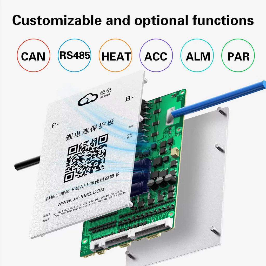 Intelligent JiKong JK-BD4A17S4P Aluminum BMS PCBA Active Balancing 17-String PCB Board CE Certified Lithium High-Efficiency