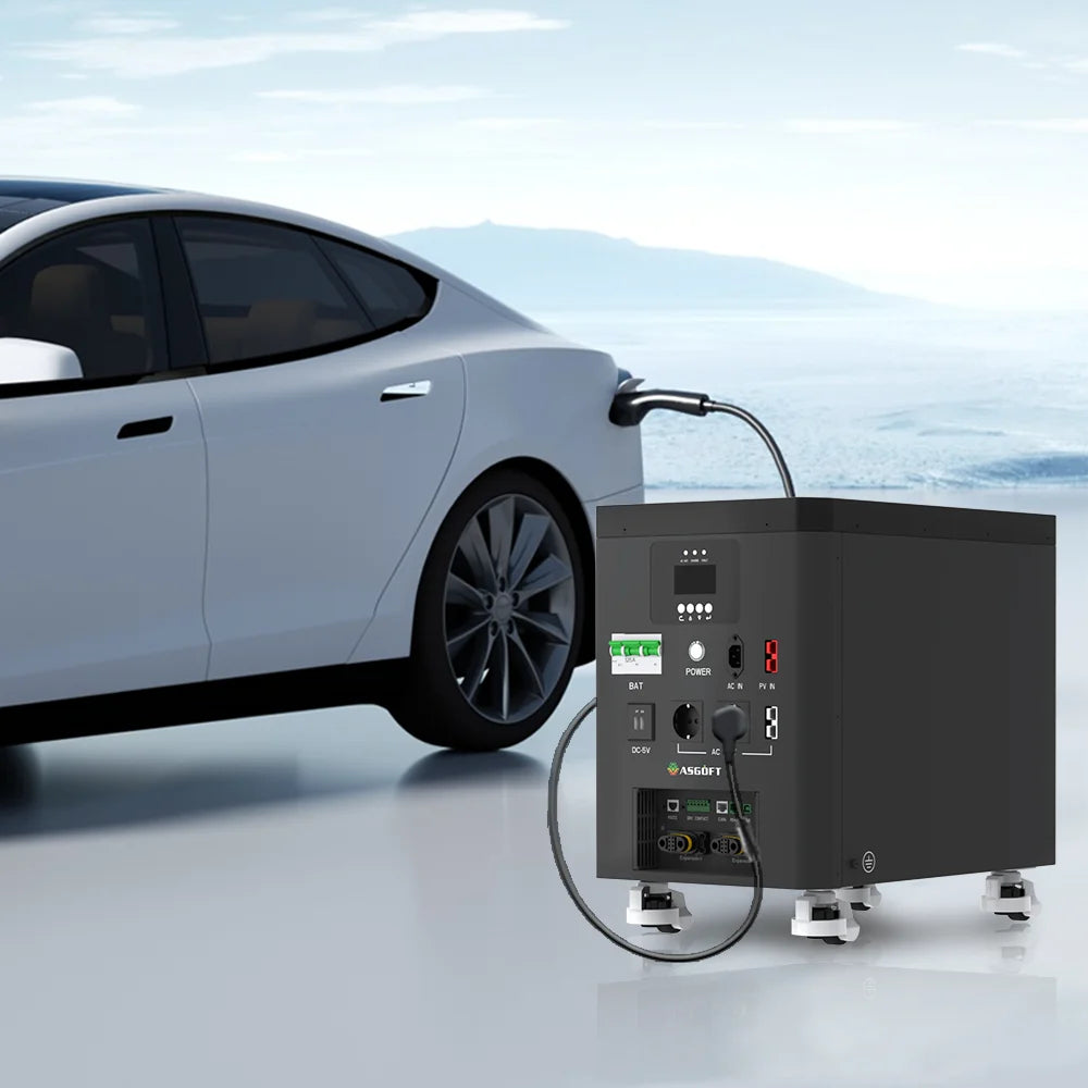 Poland Stock 51.2V 6.6kwh Lifepo4 Battery 6.2KW Solar Hybrid Inverter All in One Home Outdoor Power Station With LCD Touchscreen