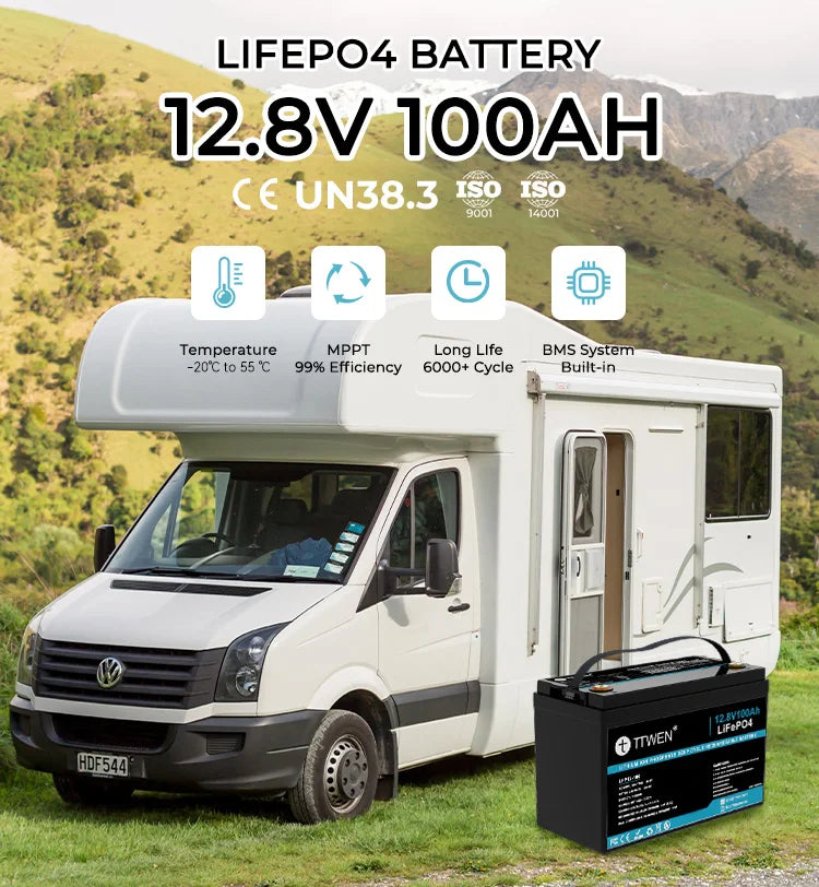 EU Stock Lifepo4 Lithium Iron Phosphate Battery Pack 12v 100ah with Bms for RV Electric Car Scooter Motorcycle Boat Deep Cycle
