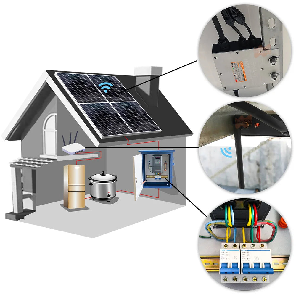 700W Portable Solar Grid Tie Smart Micro Inverter Converter MPPT 18V-50VDC To 80V-280VAC For 300-350W PV,Ship From EU Brazil US PRIME RJ SOLAR PH