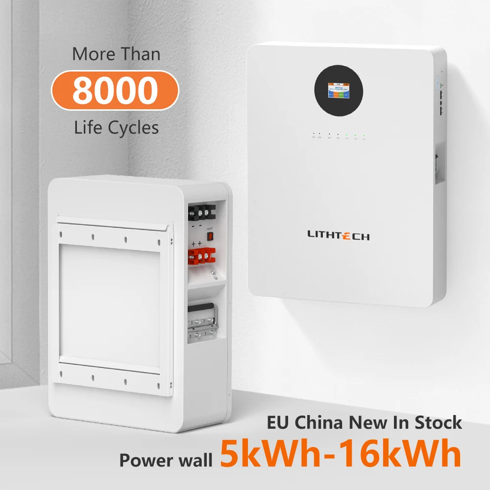 LITHTECH - Lifepo4 Battery 51.2v 5kwh 10kwh Lithium Ion Batteries Solar Power Storage Wall Mount System 48v 200ah Energy LFP