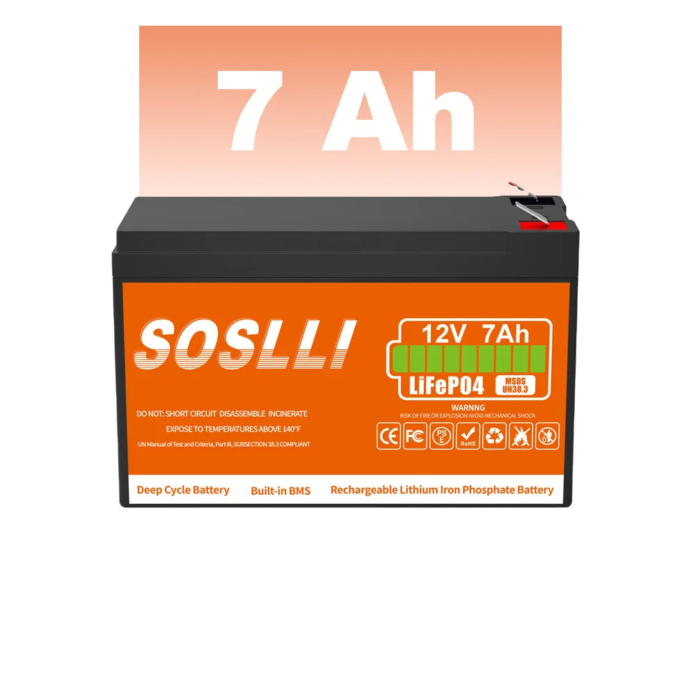 Lifepo4 Deep Cycle Solar Batterie Ups 12V Lifepo4 Battery 12V 7Ah 8Ah 20Ah Lithium Ion Lifepo4 Battery Pack 12V Batterie 12v 7ah