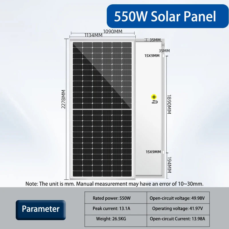 In Stock Wholesale Outdoor Monocrystalline Silicon Solar Panel PV Module with 18V-42V Output 200W 250W 300W 350W 410W 550W