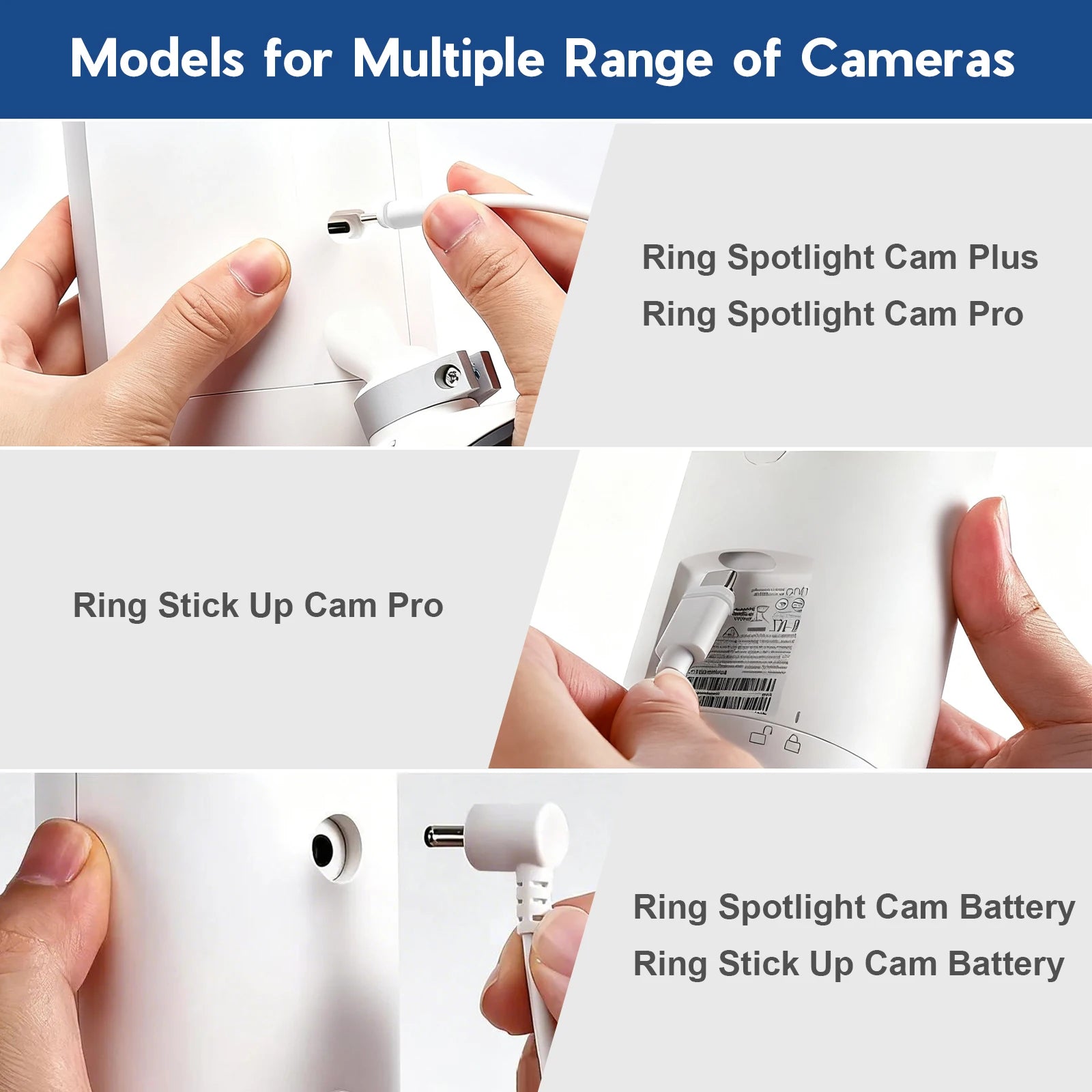 Solar Panel for Ring Camera, 2 Pack 3W Solar Panel with 4000mAh Battery for Camera Solar Charger Compatible with Ring Spotlight