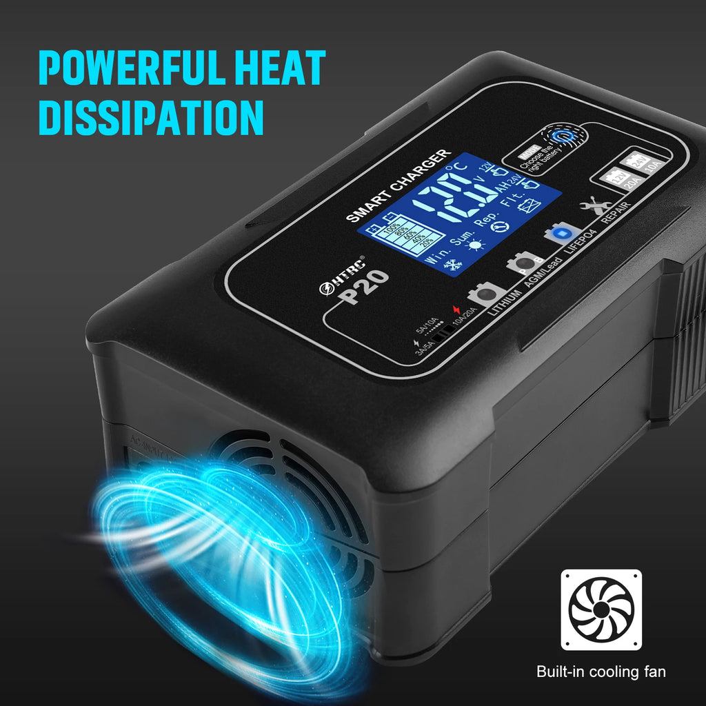 Factory 20A DC Car Battery Charger 12V20A 24V10A Repair Charger for Lithium Lead-Acid LiFePO4 Battery 240W for Electric Tool PRIME RJ SOLAR PH