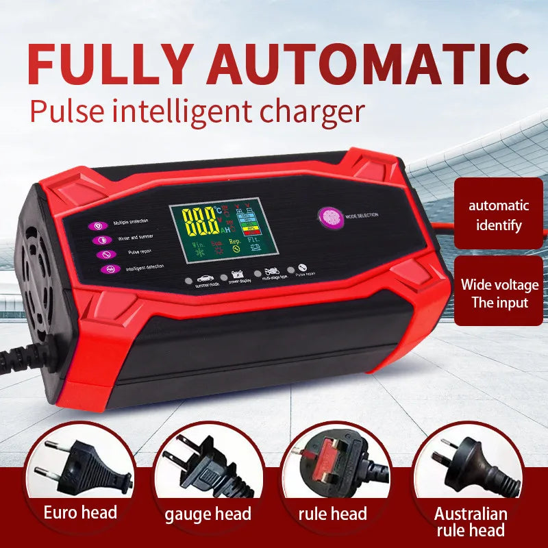 New Smart Pulse Repair Battery Charging 12v24v10A Volt Electric Vehicles Car Charger for Motorcycle Lessolar Battery Charger