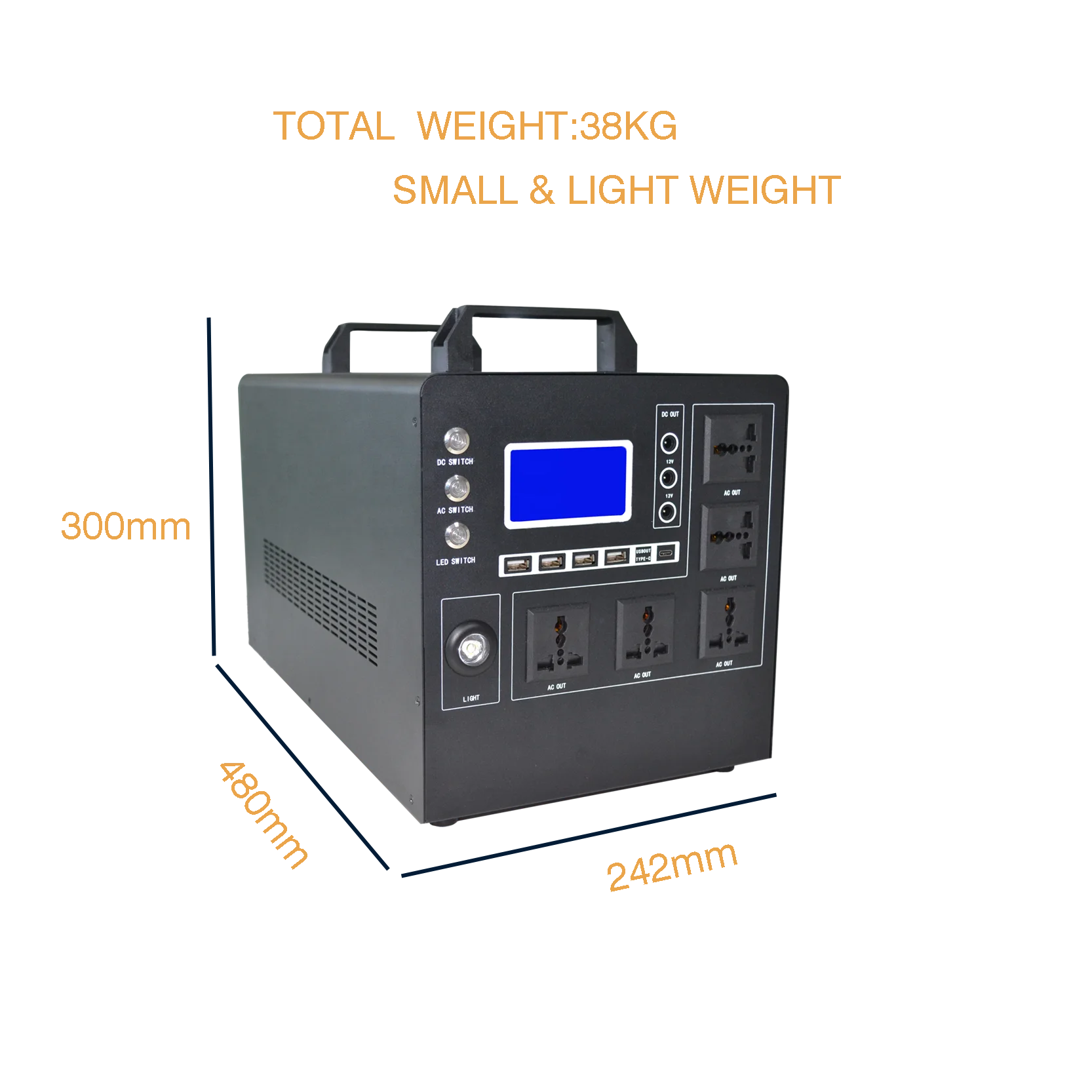 Portable 2000W All-in-One Solar Generator Kit Lithium Battery System for Home Use