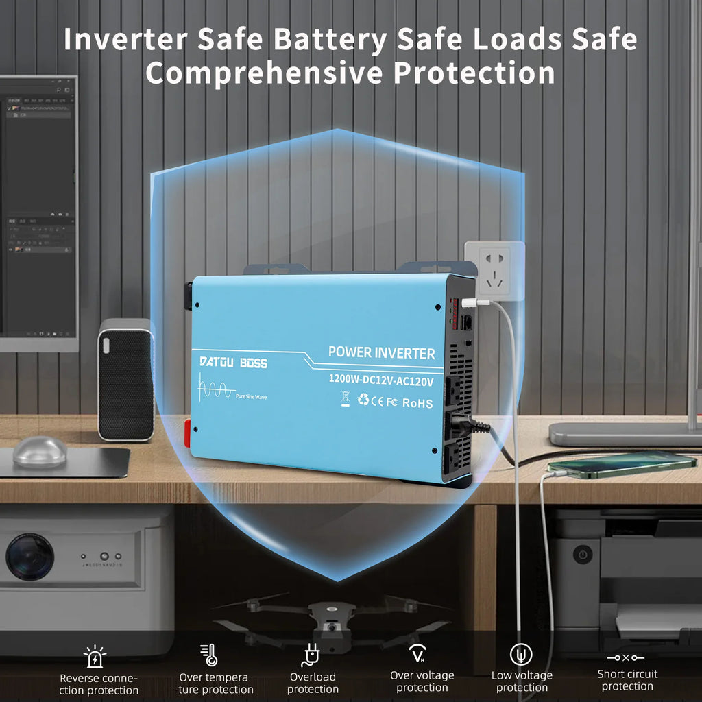 US WAREHOUSE  12v to 110v 220v 50hz 60hz 2.2KW Car Power Converter Pure Sine Wave Off Grid Inverter for  Solar Home RV Backup