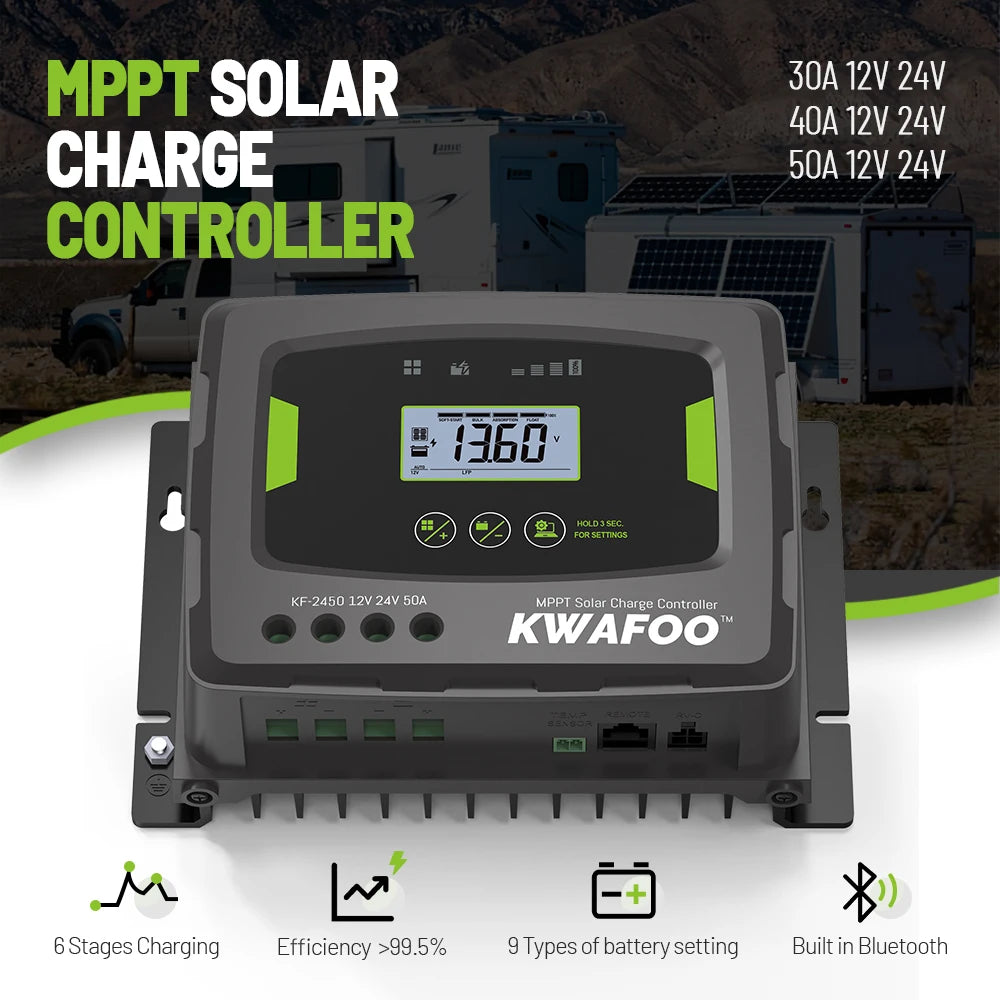 Free Shipping Smart 50A MPPT Waterproof Solar Panel Charge Regulator Hybrid Inverter with Remote APP Control Circuit Controller