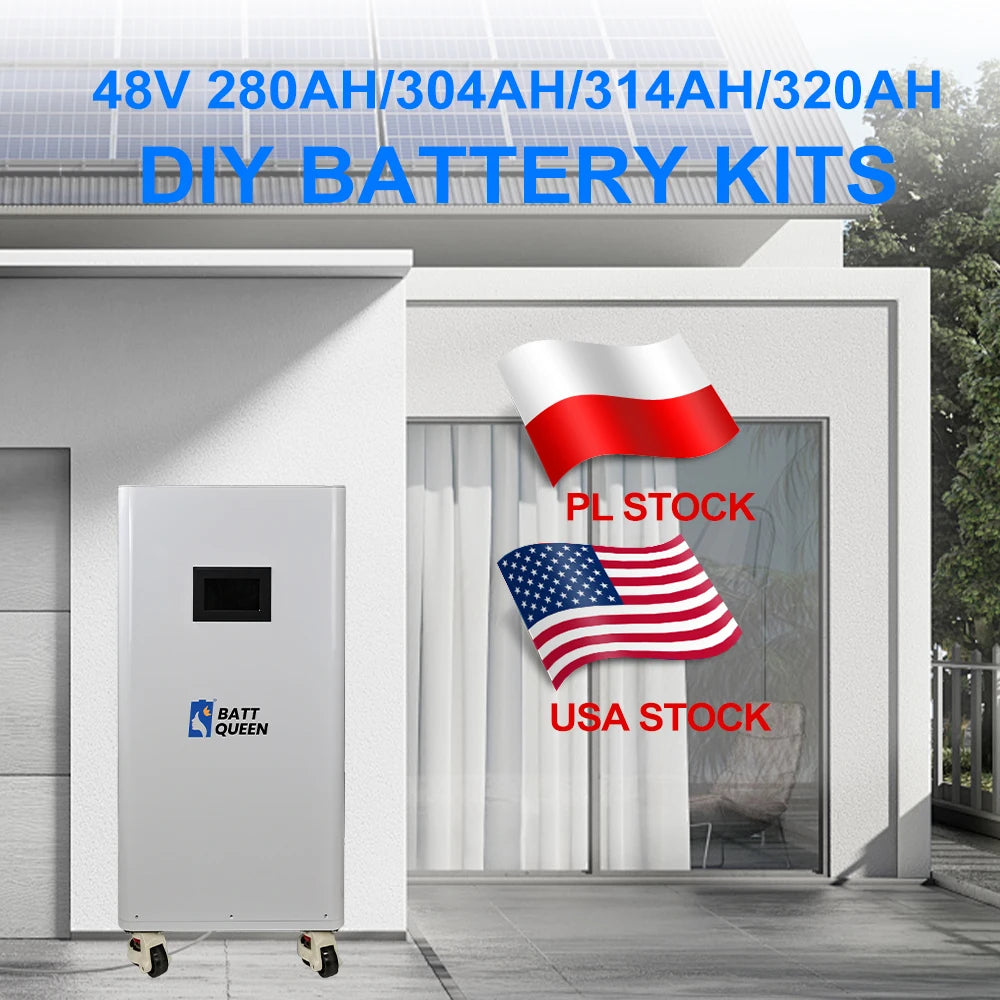 EU Stock 48V 51.2V 16S 280AH 320AH Diy Empty Battery Pack case Lithium Ion Batteries Pack for Solar Energy Storage