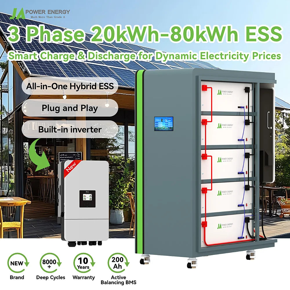 JApower High Voltage All in One Battery and Deye Inverter 30kwh 50kwh 60kwh Solar Battery Power Storage System Home Storage Battery