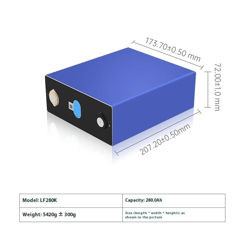 TLEC 3.2V 280Ah Weft Lithium Iron Phosphate Solid State Battery Pack LF280K280Ah 5000 Cycle Life 3.2x3.2x3.2 Dimensions -20