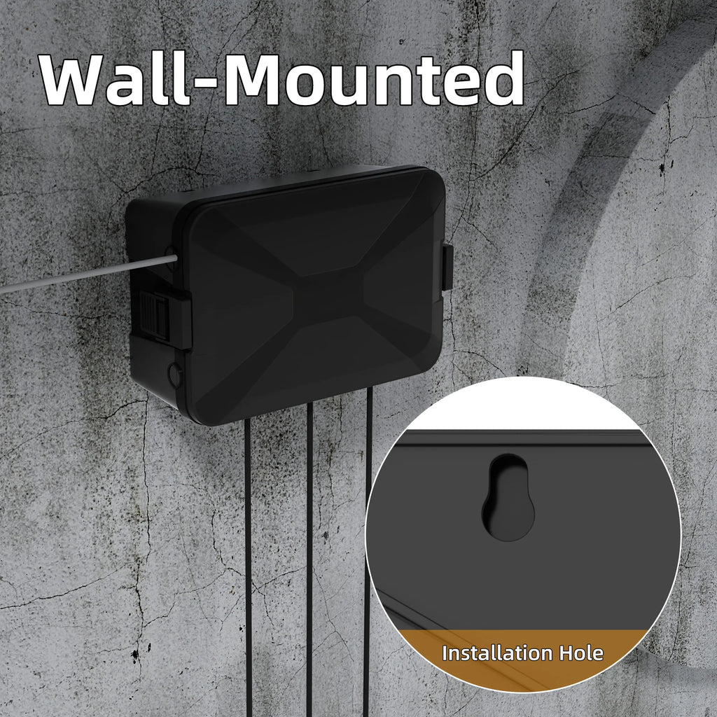 320x212x132mm Heavy Duty Plastic Power Box Waterproof Electrical Enclosure Black Cable Case for Extension Cord Outdoor Use