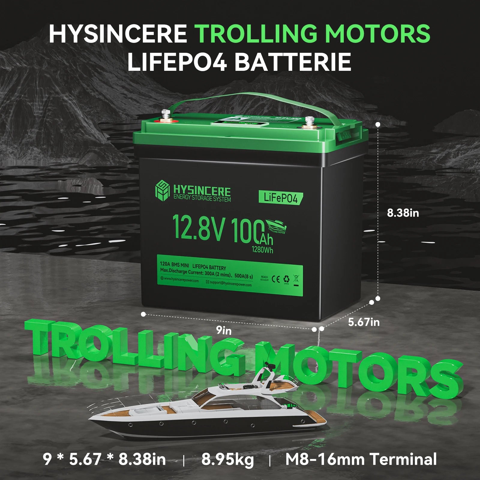 HYSINCERE 12.8V 100Ah Mini Lithium Phosphate Ion Battery with 6000 Cycles Suitable for Ships, Camping, RVs, Etc