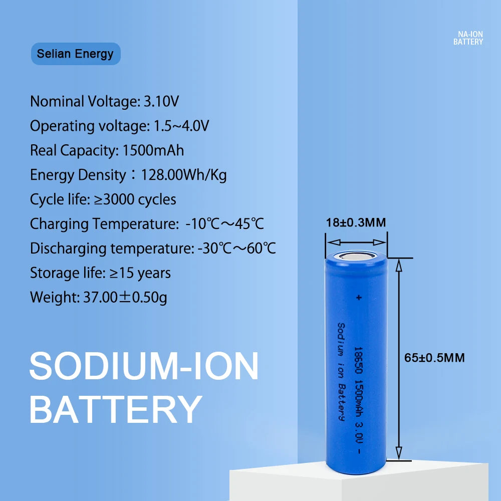 Free Shipping !1500mah Sodium Ion Battery 3V1.5AH Power Module Fast Charge with Good Temperature Range SIB Battery for Diy Pack PRIME RJ SOLAR PH