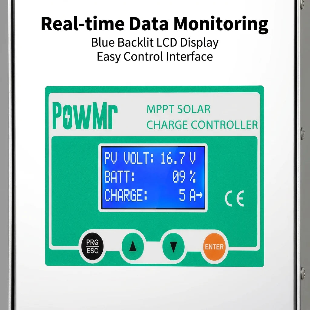 PowMr Smart Solar Panel Controller 60A 12V/24V/36V/48V Auto Upgraded Version MPPT Solar Charge Controller
