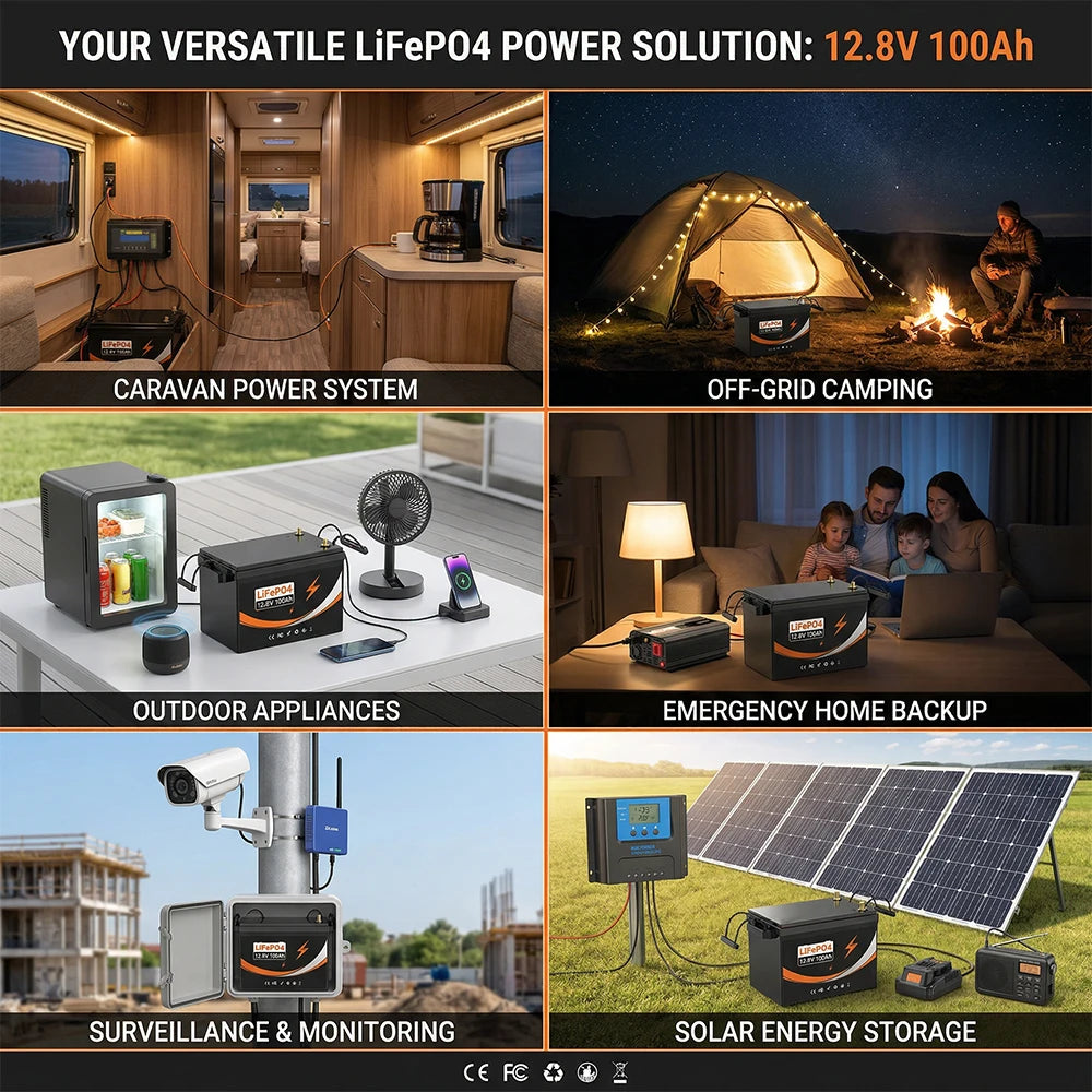 US Stock ABS case 12v/12.8V 100ah Lifepo4 12.8v Battery Pack Energy Storage 100Ah Cells Lifepo4 Battery Pack for Golf Cart PRIME RJ SOLAR PH