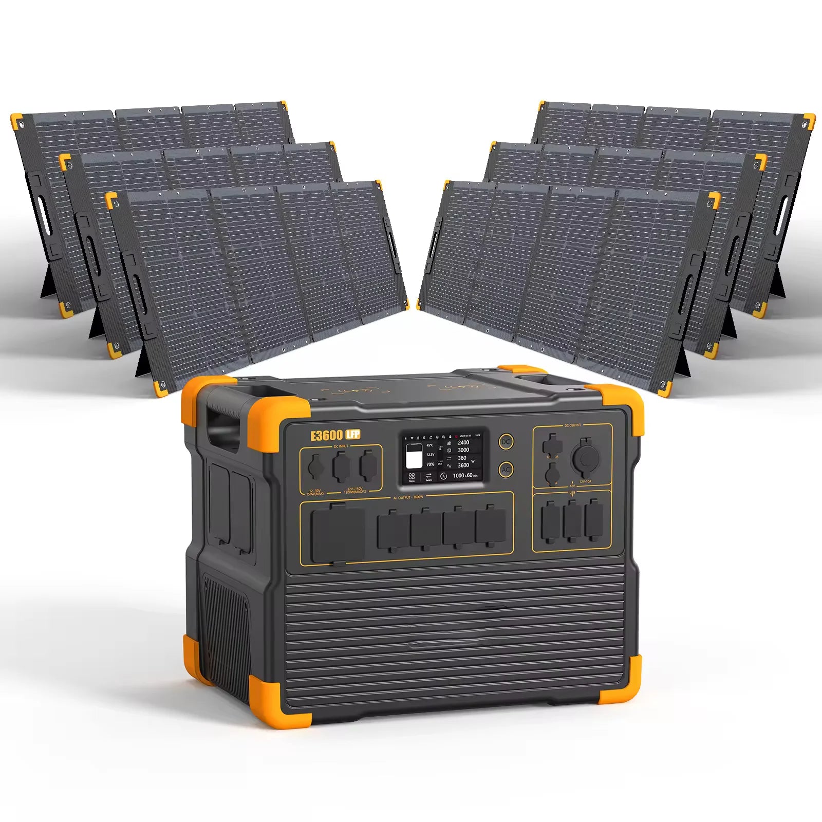 E3600LFP 3600W Portable Solar Generator 3072wh Solar Big Power Station with 120V 240V Split Phase Bonding for Home Storage