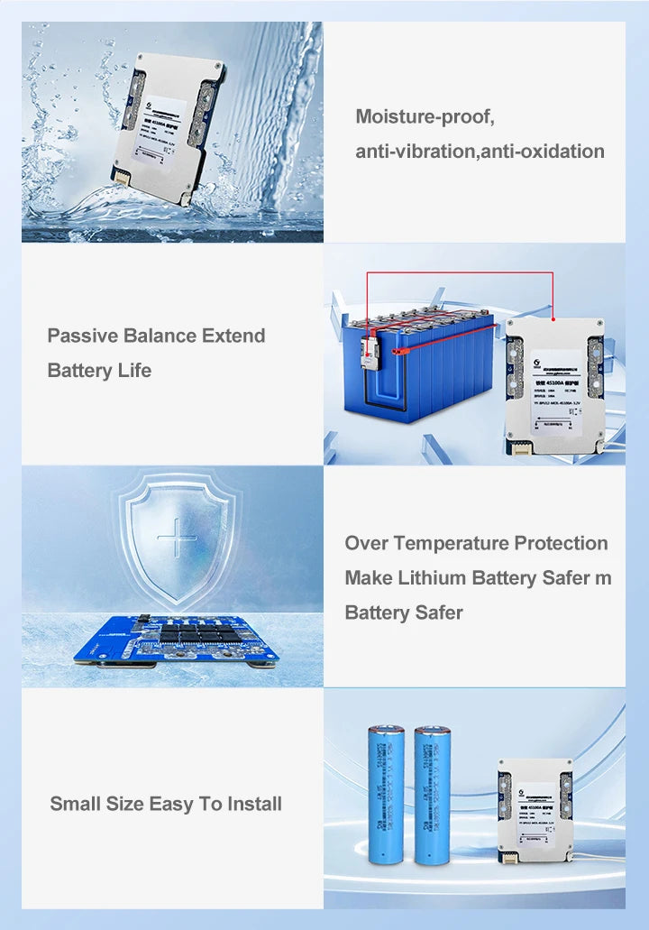 Yanyang Hardware BMS 8S 20A/40A/50A/60A/80A/100A Lifepo4 Lithium Battery EBike Electric Motorcycle FR-4 PCB with Passive Balance