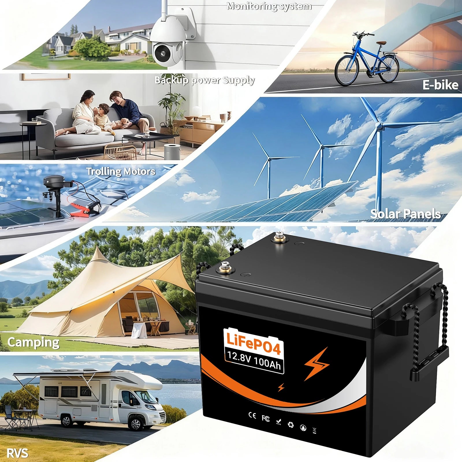Lianpaiyaun 12V 100Ah LiFePO4 RV Battery U206 LED Display 6000 Cycles CE  Certified Deep Cycle Lithium Iron Phosphate