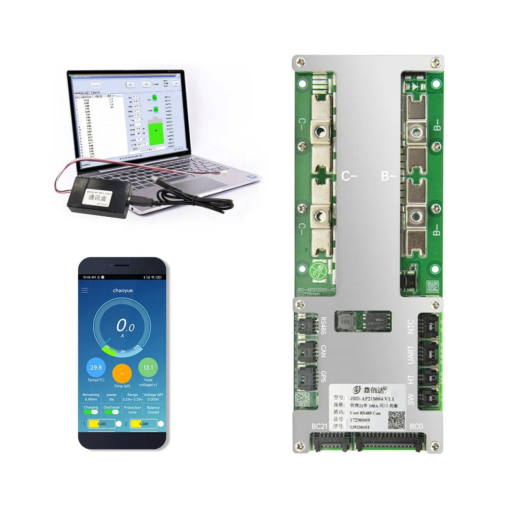 JBD 8S-21S Battery Management System 8S 24V 16S 48V 20S 60V LiFePO4 BMS Li-ion BMS 80A 100A 120A 150A 200A with UART RS485 CAN