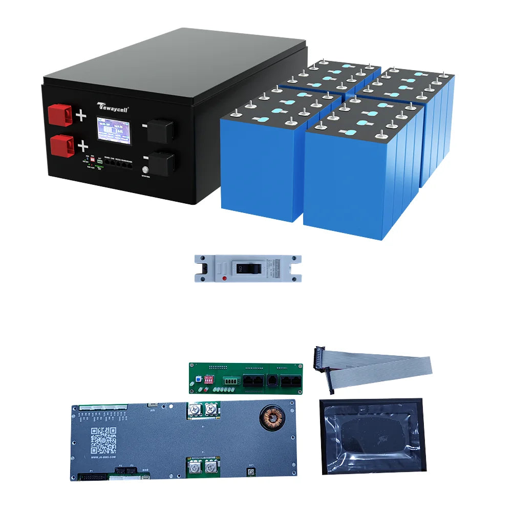 China EU Stock Sineve DIY Kit 48V LiFePO4 Energy Storage Battery Pack with LCD Display 10-11kWh 16S 230A JK BMS Customized Racks
