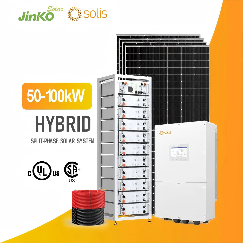 US Jinko Solar Panels Solis Hybrid Solar Panels Energy System 50Kw 60Kw 100Kw 200Kw Complete Kit Solar Power System With Storage PRIME RJ SOLAR PH
