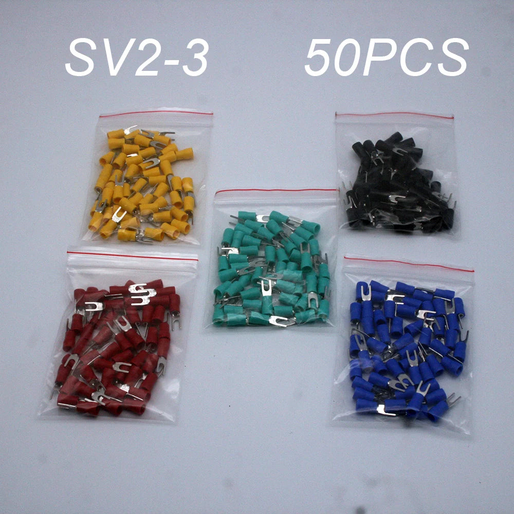 Sv2-3 five color bifurcated cable wire connector 50 PCS / wrapped bifurcated preinsulated fork shovel WG wire crimping termi PRIME RJ SOLAR PH