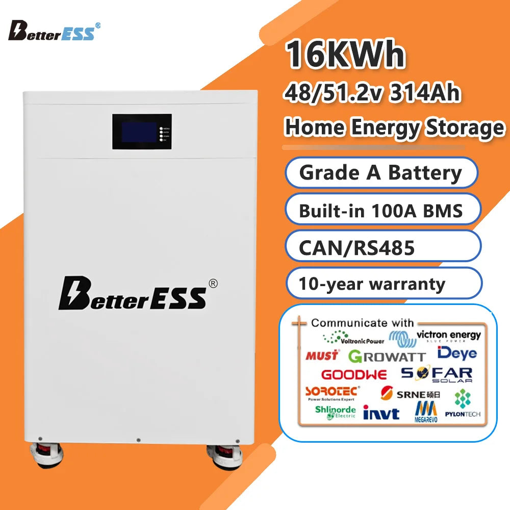 BETTER ESS 51.2V 300Ah 314Ah 16kWh Energy Storage System Lithium Ion Battery 15kWh Off-Grid Solar ESS Grade A Cell