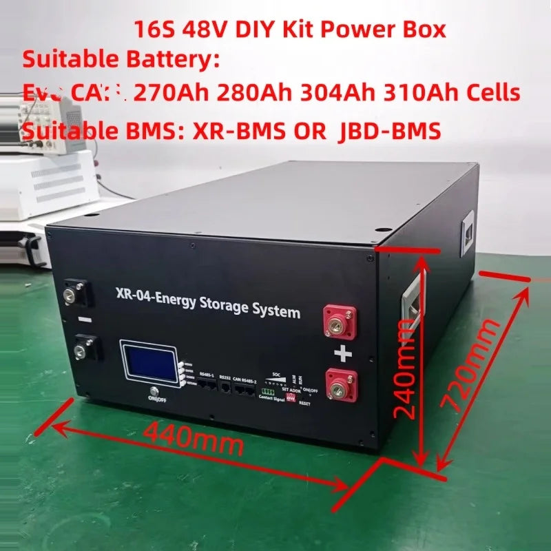 XINRONG XR04 48V 280Ah 302Ah 304Ah 310Ah 15kW LiFePO4 Solar Energy Storage Battery Box DIY Kit SmartBMS LCD CAN 485 BT