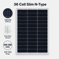 20W-300W 18V N-Type TOPCon Bifacial Mono Panel 36 Cell 12BB Dual Glass Slim Design Rooftop Farm RV Greenhouse Off-Grid
