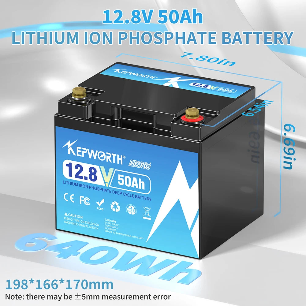 Kepworth 12.8V 50Ah Solar Energy Storage Lifepo4 Battery With BMS 12v 50Ah Lifepo4 Battery Pack for Scooters PRIME RJ SOLAR PH