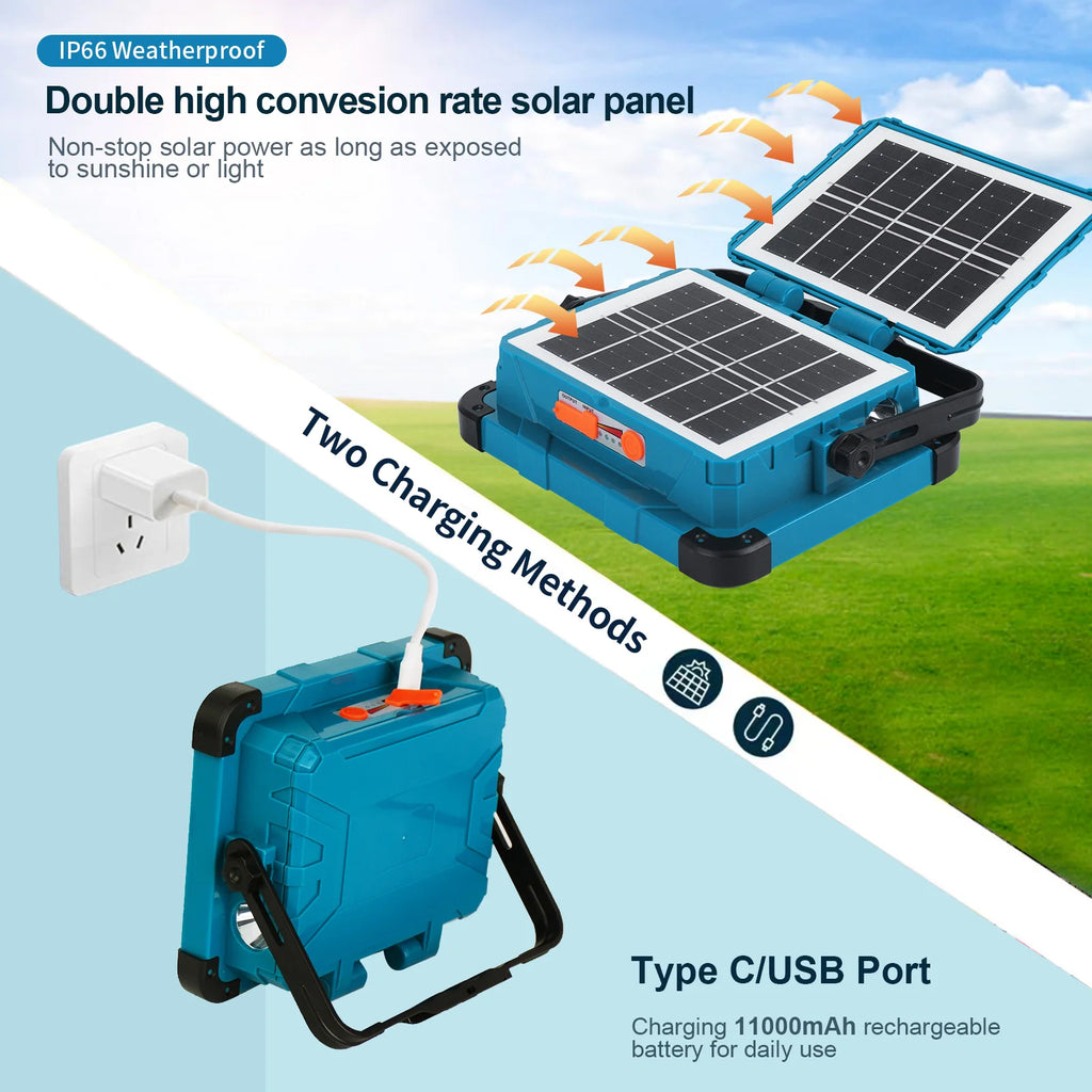 Outdoor Led Solar Floodlight Energy Saving 5 Modes Lamp Germany Warehouse Stock Hiking Camping Fishing Garden Emergency Light