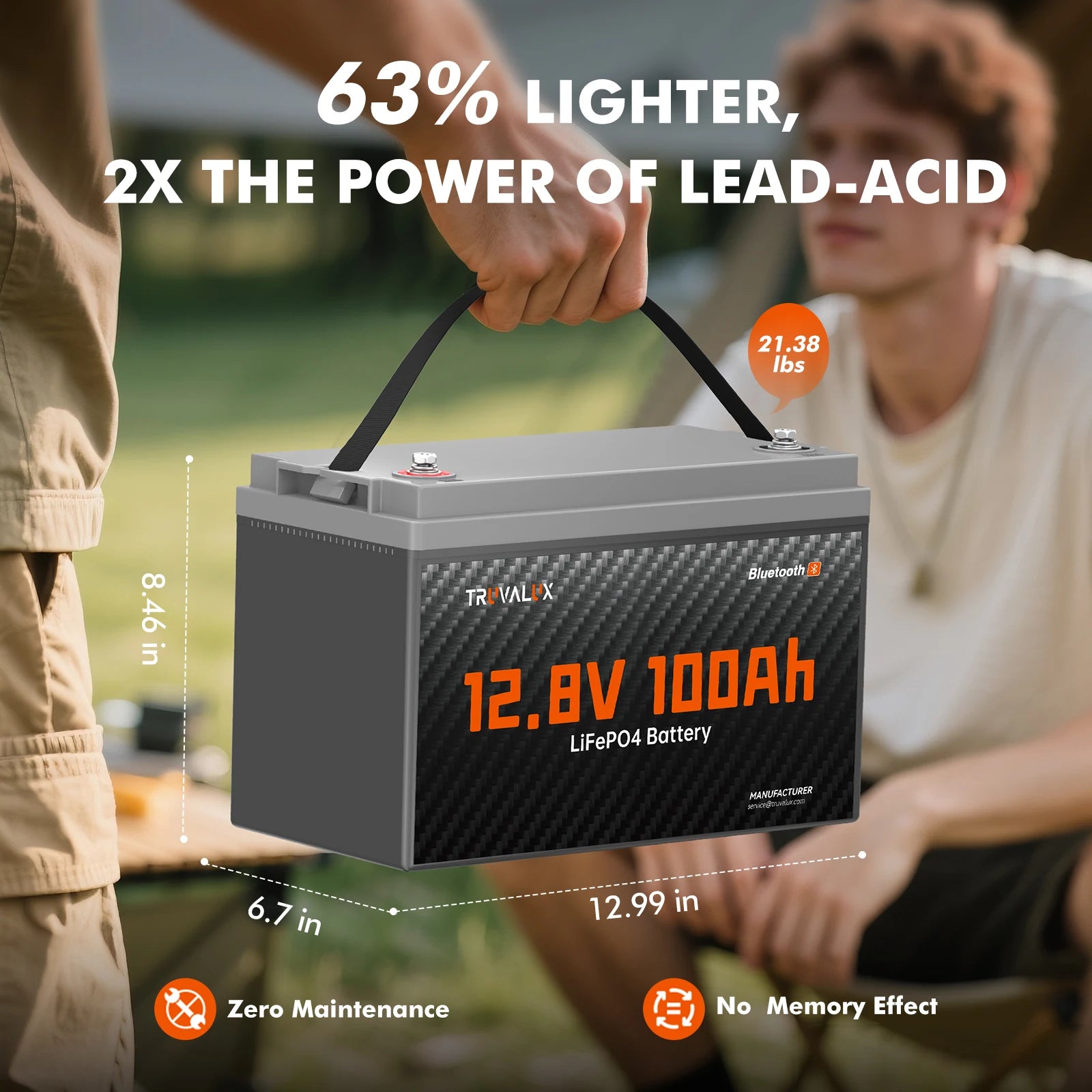 12V100Ah Group31 LiFePO4 Bluetooth Lithium Battery for RV Trailer Trolling Motor Marine Solar Off-Grid System Home Backup Energy PRIME RJ SOLAR PH