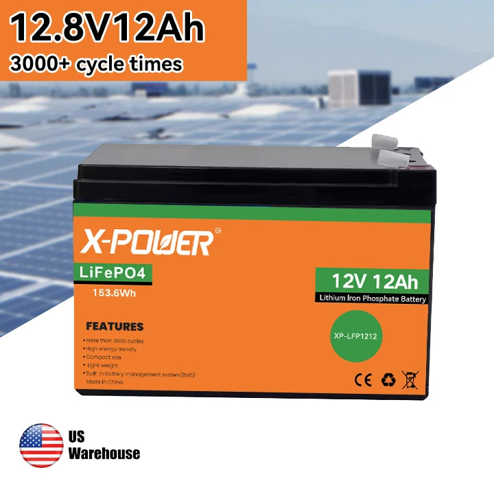 US Stock 5-year Lifespan LiFePO4 Battery 12V 7/10/12/20Ah IP54 Built-in BMS Mobility Scooter Fish Finder Ride on Cars