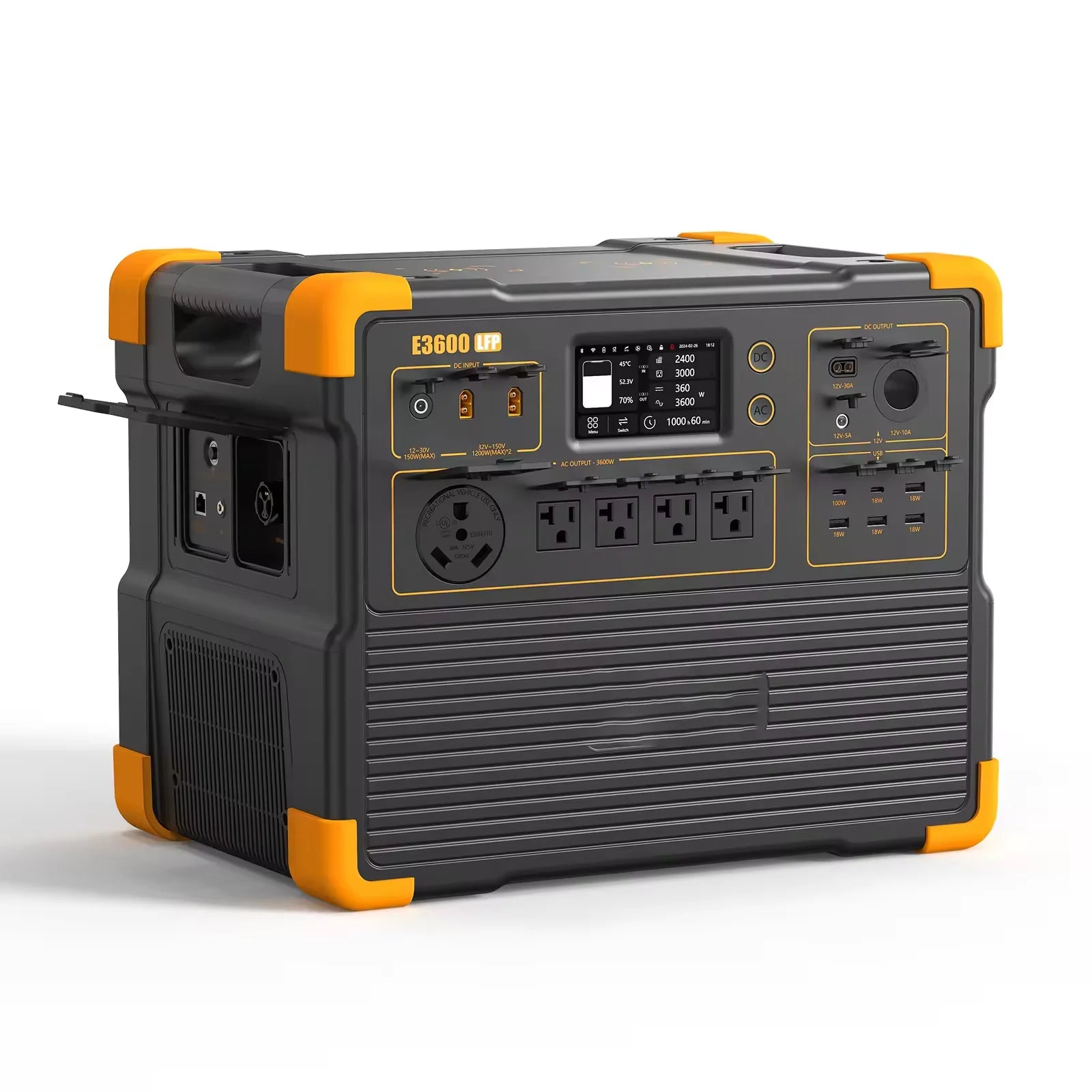 E3600LFP 3600W Portable Solar Generator 3072wh Solar Big Power Station with 120V 240V Split Phase Bonding for Home Storage