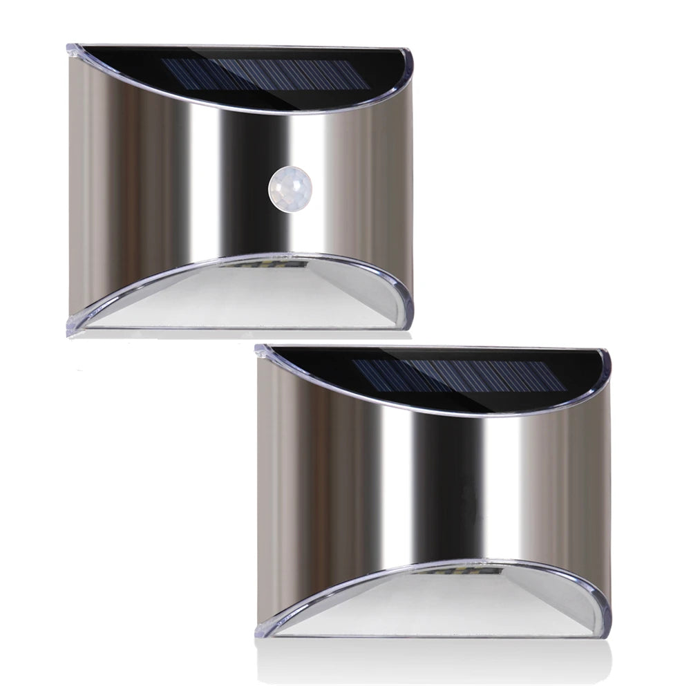 KPSUN Solar LED Wall Lamp PIR Motion Sensor Stainless Steel Outdoor Garden Wall Fence Stair Lighting CE RoHS 1-Year Warranty