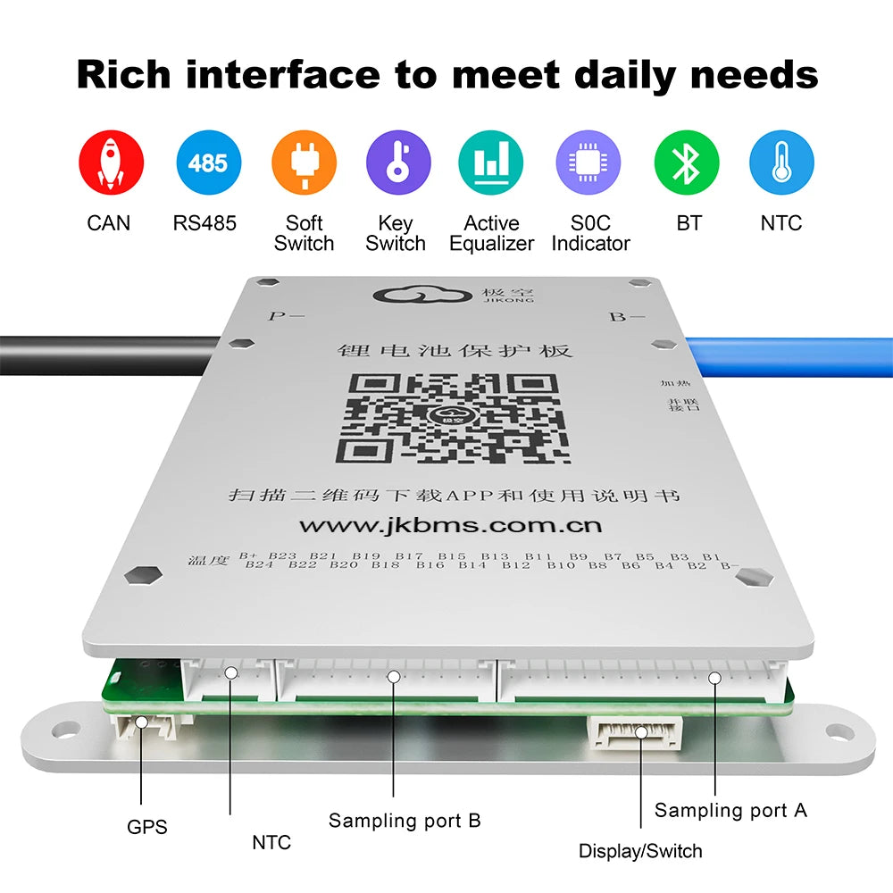 JIKONG BMS 80A BD6A20S8P Active Balancing BMS for 8-20S JK Smart Lithium Ion Battery Pack 60V Lifepo4 PCBA Product