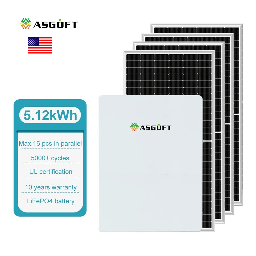 Germany Stock LiFePO4 Lithium Ion Battery 51.2V 100Ah 5kWh 10kWh 15kWh Stackable Wall-Mounted CAN Solar Energy Storage Battery