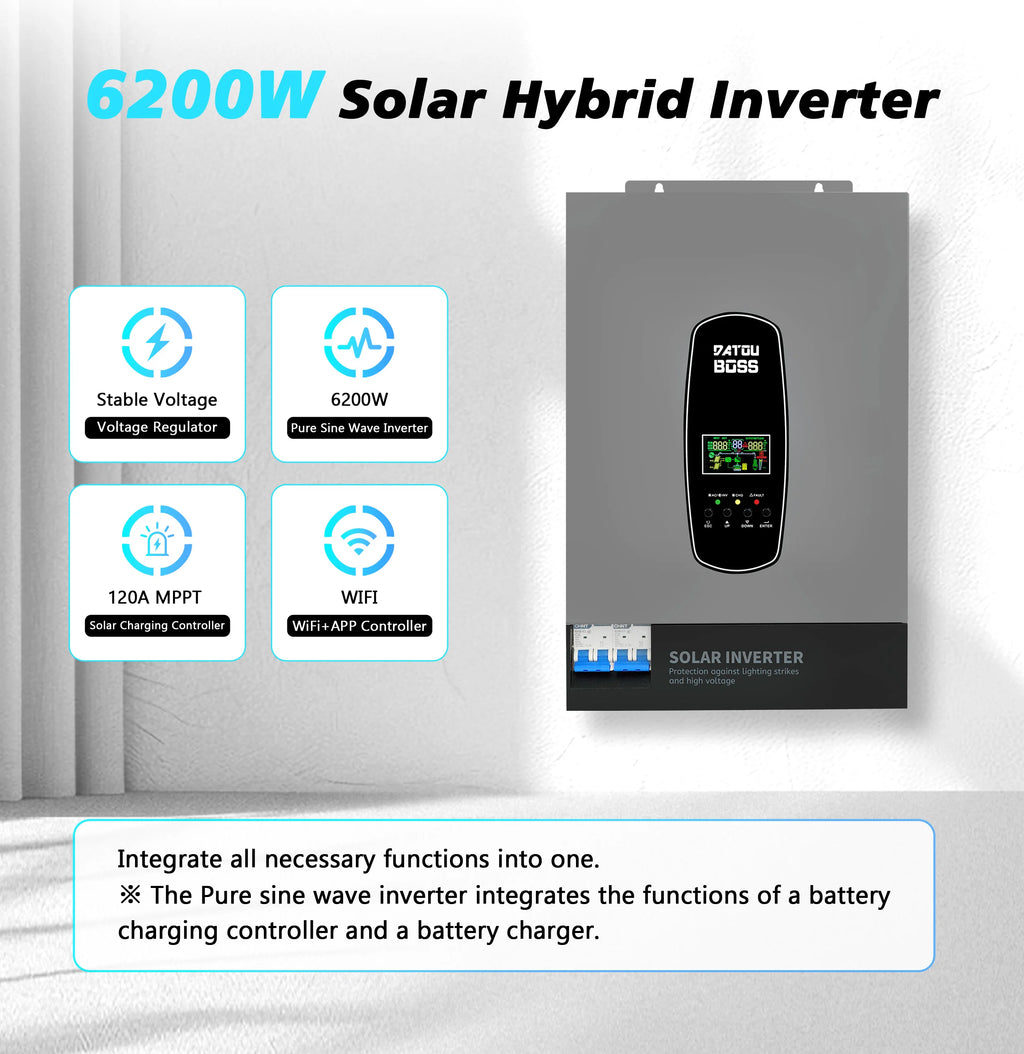 EU Local  DC24V 3KW 48V 6.2KW 11KW Solar Hybrid Inverter 230V Pure Sine Wave With Charger German Warehouse Stock DATOUBOSS
