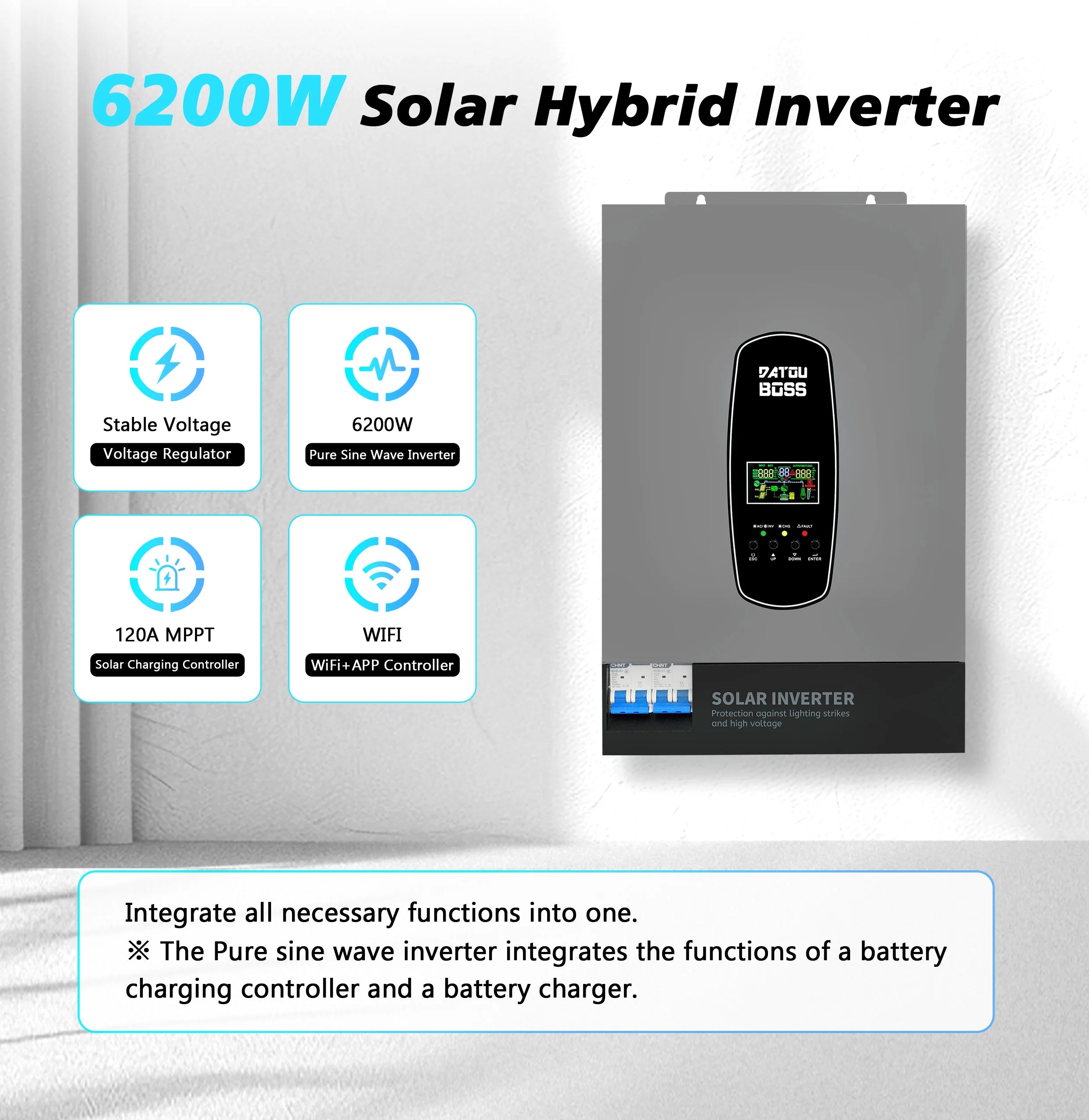 EU Local  DC24V 3KW 48V 6.2KW 11KW Solar Hybrid Inverter 230V Pure Sine Wave With Charger German Warehouse Stock DATOUBOSS