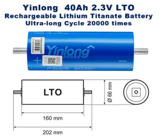 YINGLONG 2.3V 40AH 66160 Lithium Titanate Battery LTO Optimized for UPS Power Tools High Performance Lithium Ion Pack PRIME RJ SOLAR PH