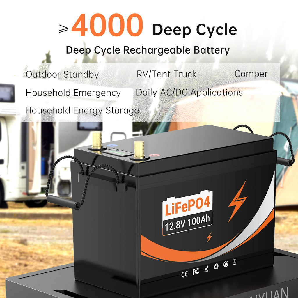 EU Stock Warehouse Free Shipping 12V 24V 100Ah 200Ah 300Ah LiFePO4 Battery for Outdoor Camping Portable Power Station Backup