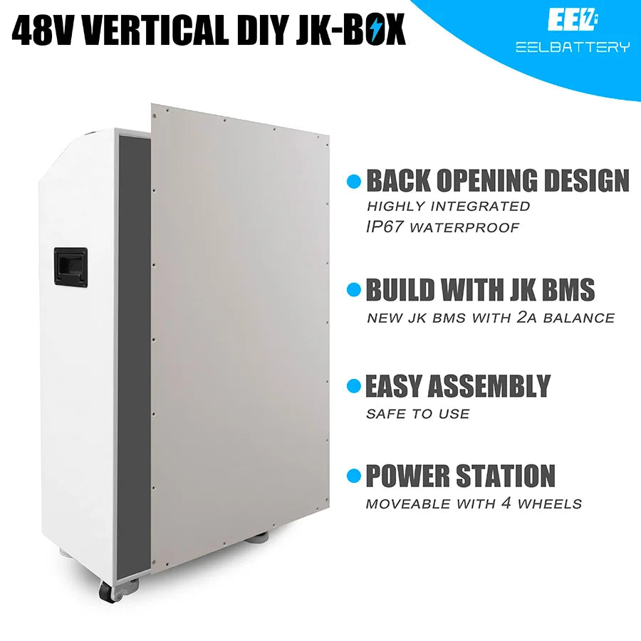 EU Stock EEL V1 48v Lifepo4 Battery Pack Battery Box DIY Kits with JK 200A BMS and Wheels Breaker for 280ah-330ah Lifepo4 Cell PRIME RJ SOLAR PH
